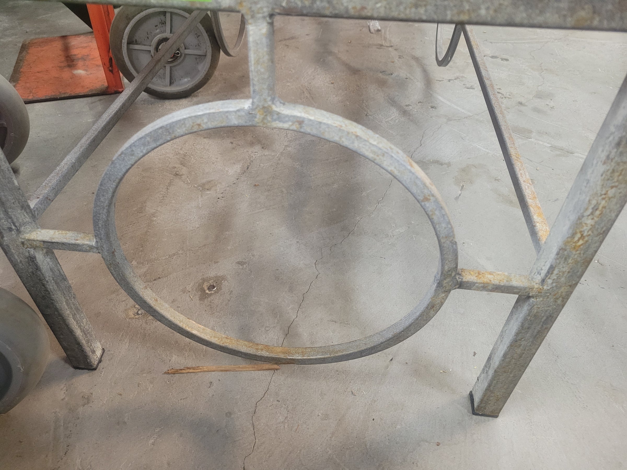 Custom Hessian Upholstered Metal Bench (AS IS)