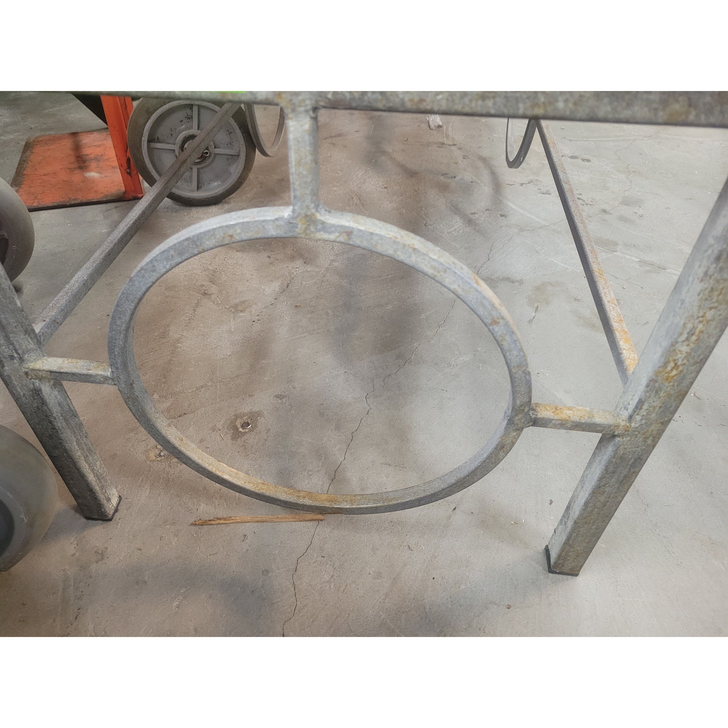 Custom Hessian Upholstered Metal Bench (AS IS) - colletteconsignment.com