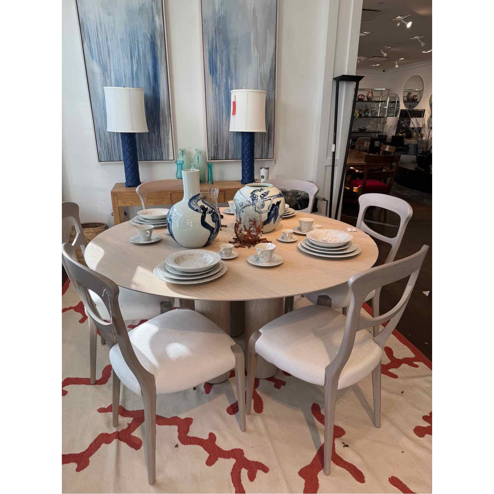 5-ft Round Whitewash Ash Wood Dining Table - colletteconsignment.com