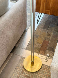 Glass Rod Brass Floor Lamp w/ White Shade