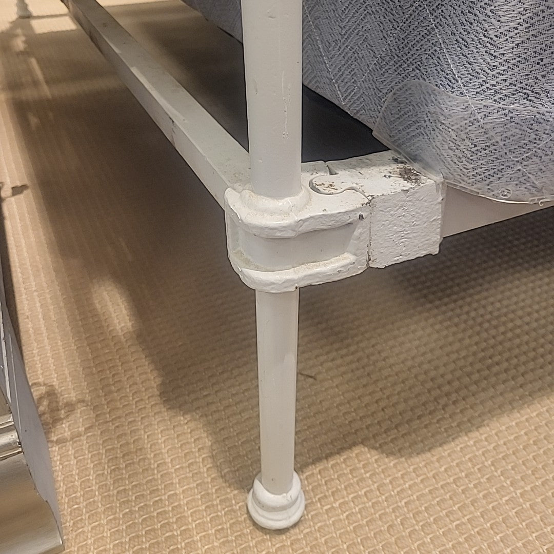 Antique King-Sized White Metal Bed Frame (AS IS)
