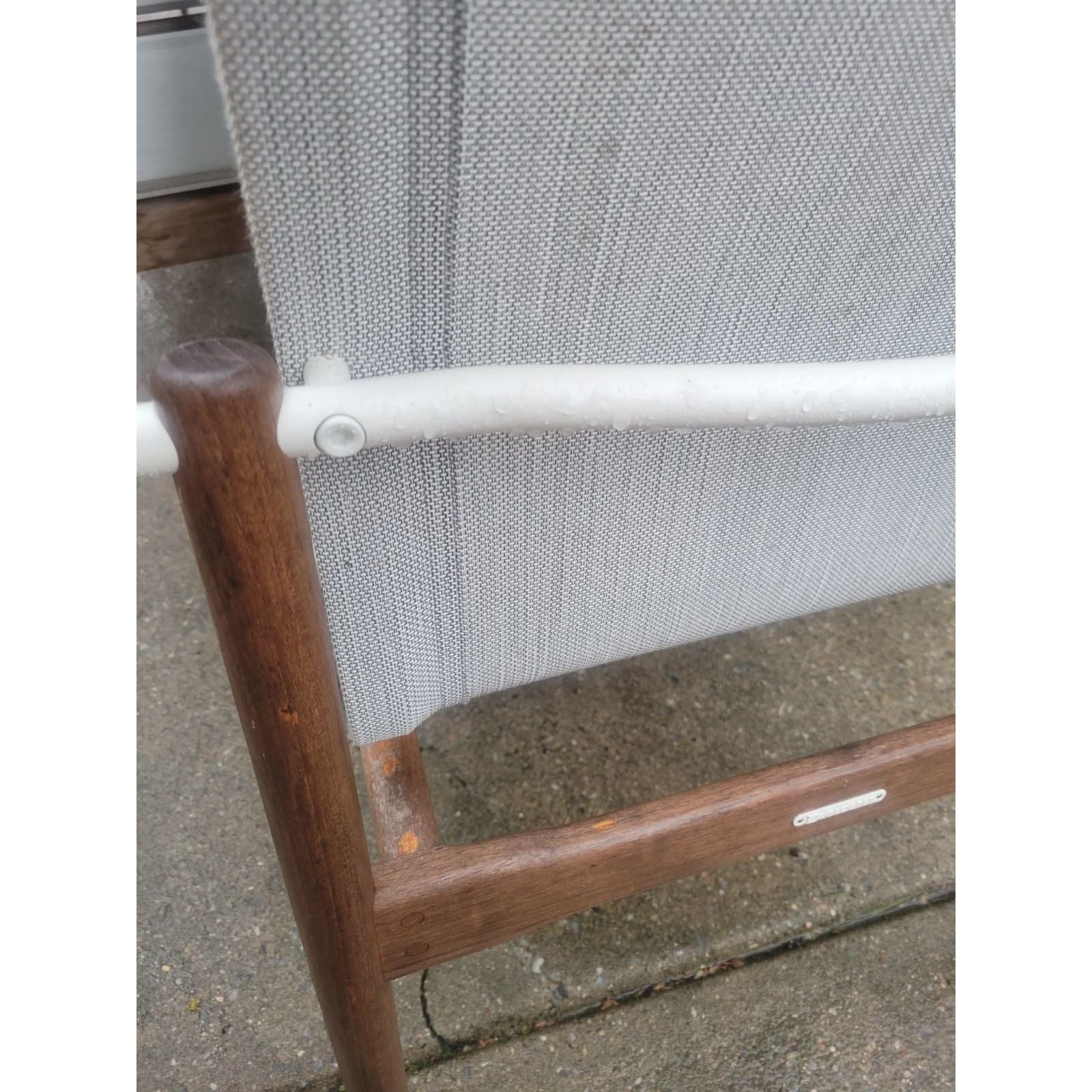 Set of 8 Gloster Teak Outdoor Chairs w/ Gray Mesh Seats