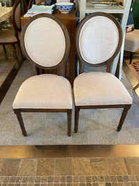 SET of 8 French Linen & Wood Dining Side Chairs by RH