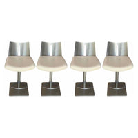 SET of 4 Gray Powder-Coated Steel Swivel Stools w/ Leather Seats - AS IS