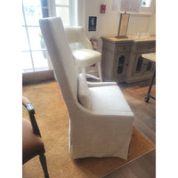 PAIR of Belgian Slipcover Highback Dining Chairs on Casters by RH (AS IS) - colletteconsignment.com