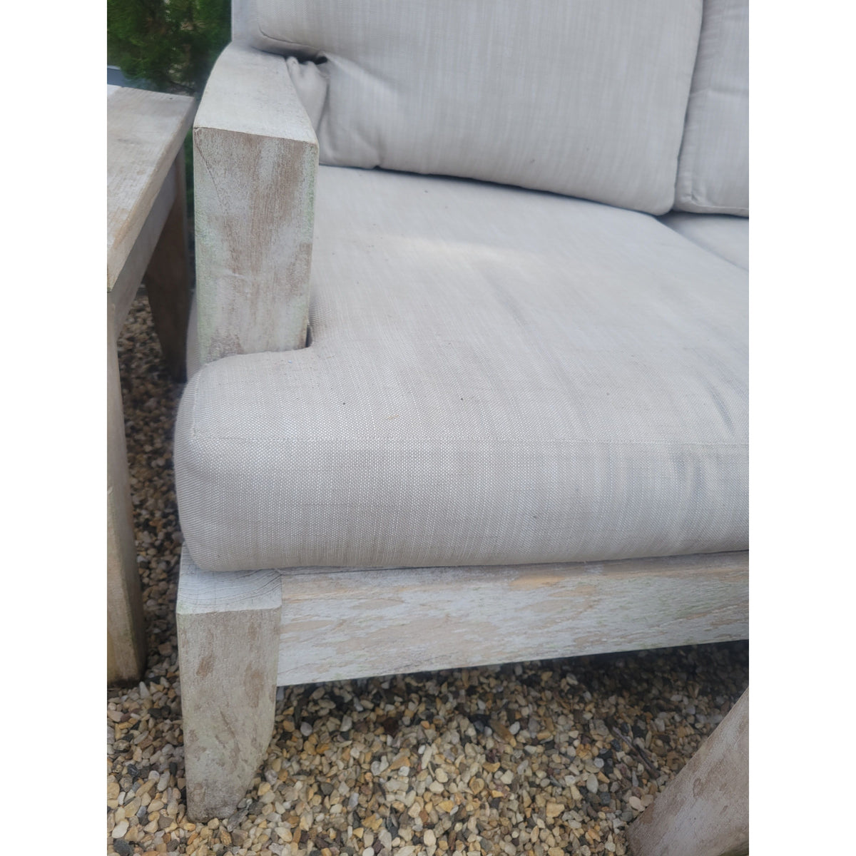 'Santa Barbara' Weathered Teak Sofa w/ Linen Cushions by RH