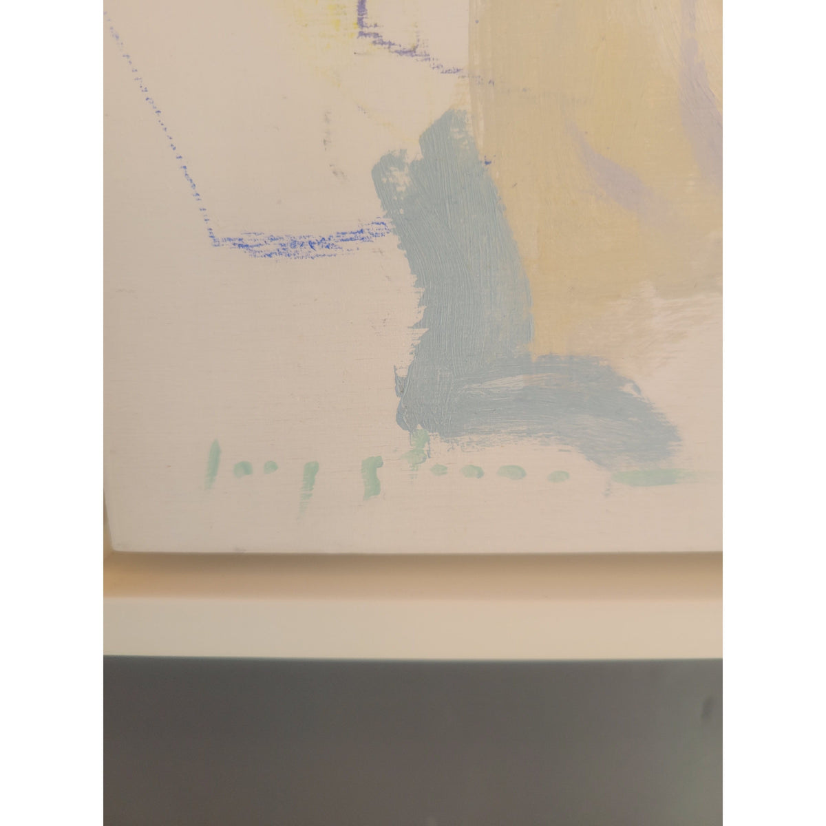 PAIR of Blue Abstract Paintings in White Frames - colletteconsignment.com