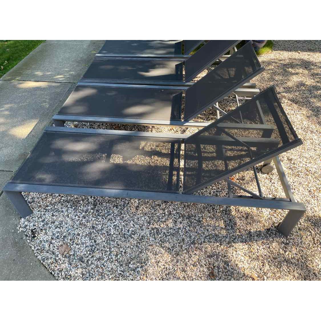 PAIR of Gray Mesh & Metal Outdoor Loungers by Life Outdoor Living (AS IS) - colletteconsignment.com