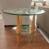 Two Tier Etched & Painted Glass Side Table