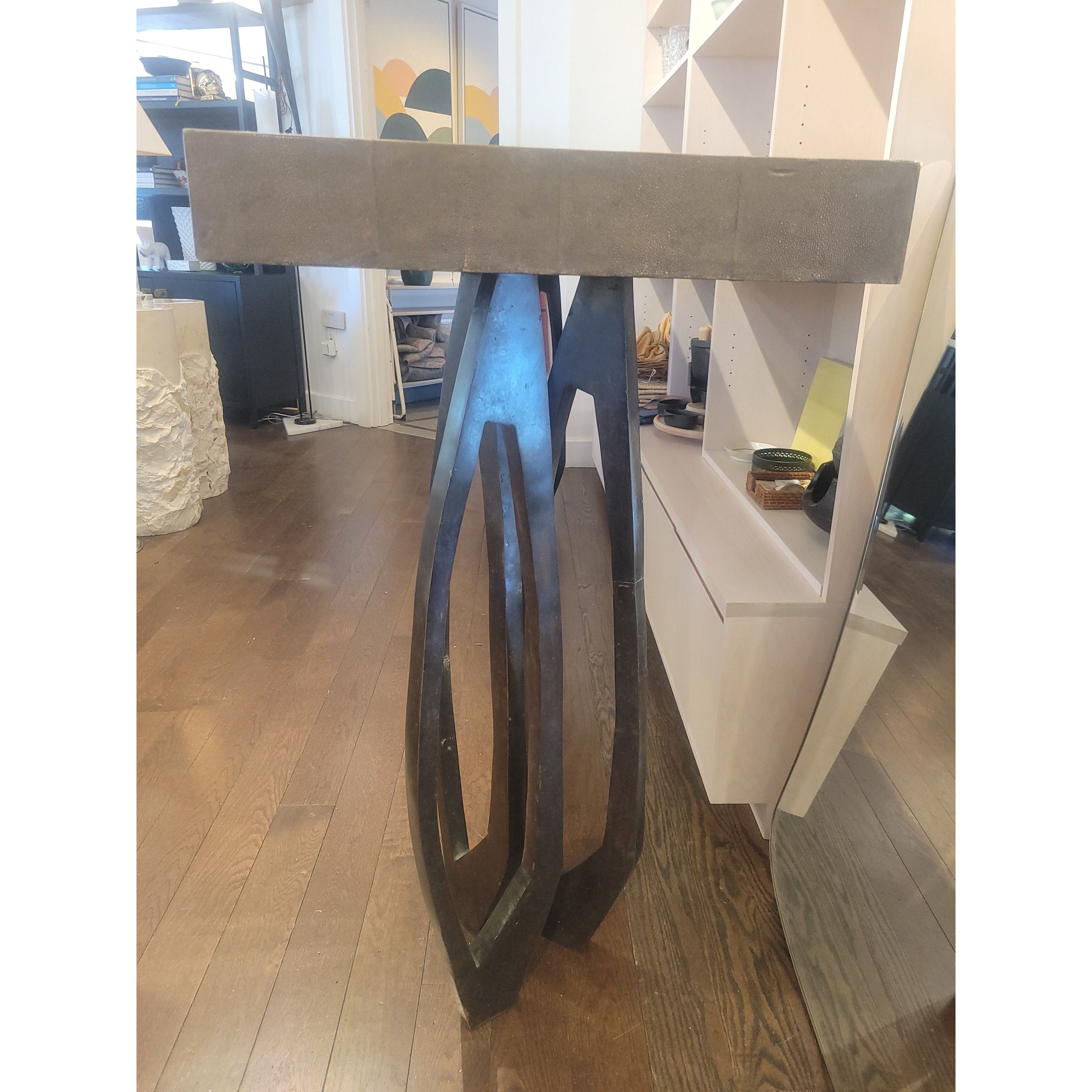 Stingray Shagreen Console Table w/ Bronze Patina Legs by R&Y Augousti (AS IS)