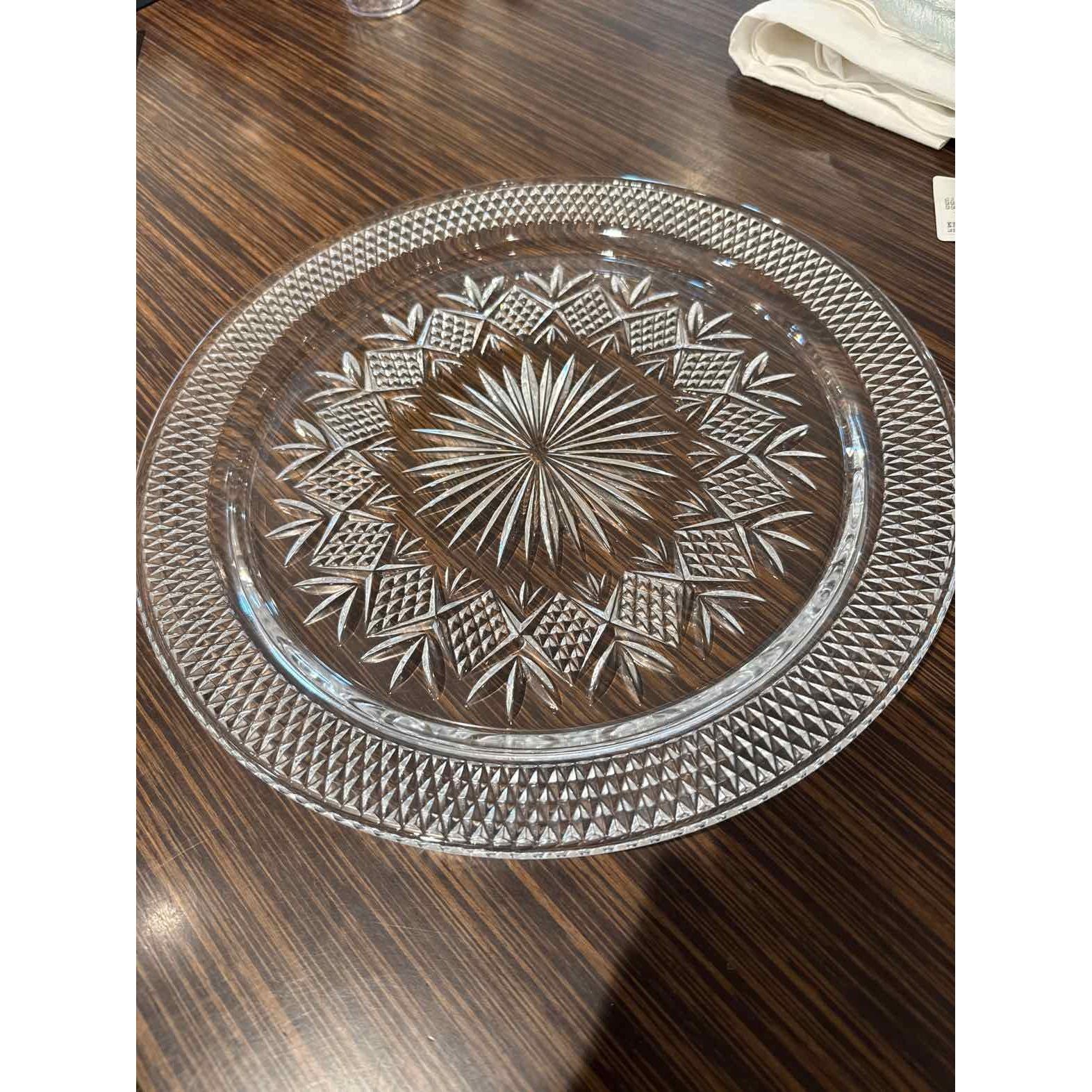 Vintage Round Cut Glass Platter