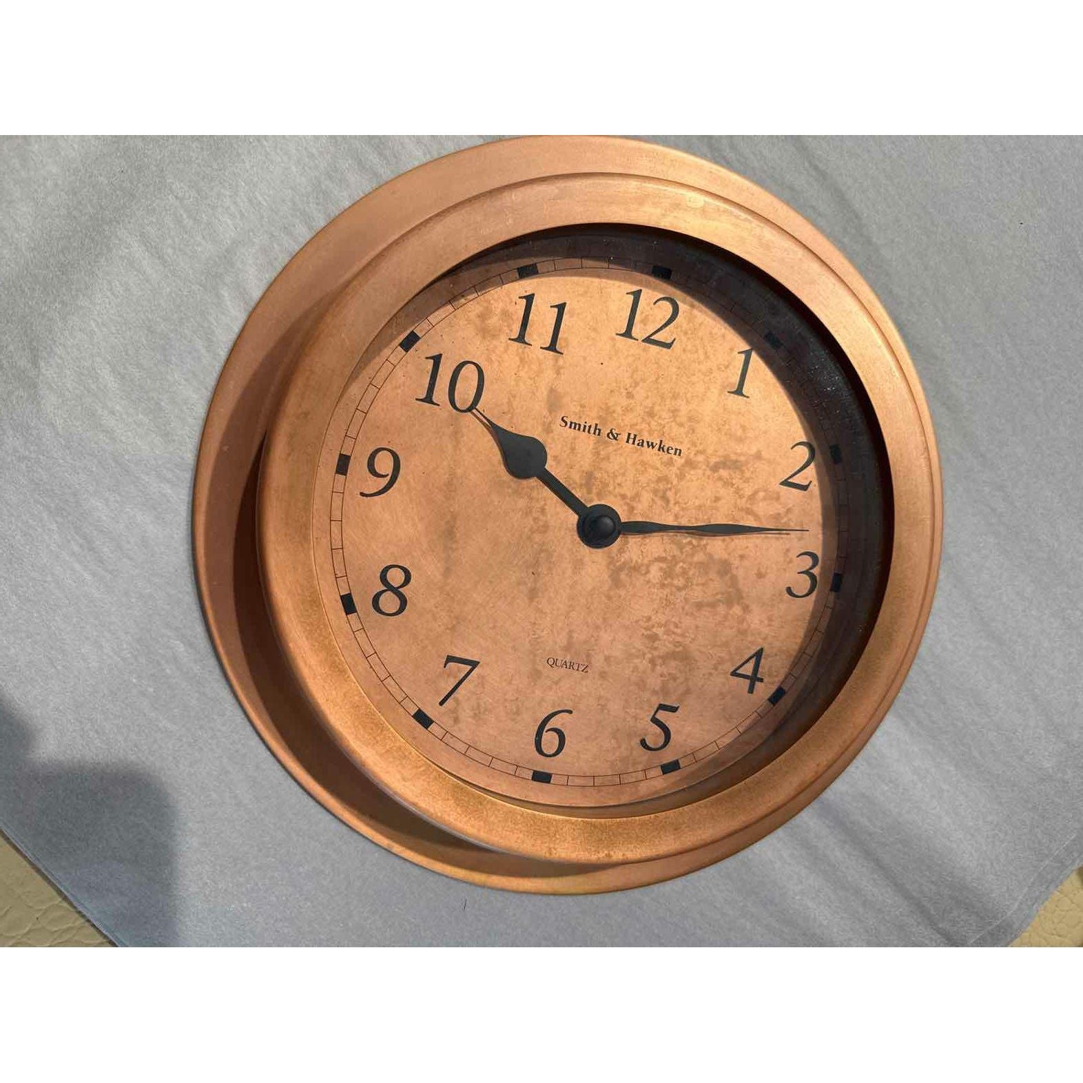 Smith & Hawkens Copper Quartz Wall Clock, 10" Dia x 2"
