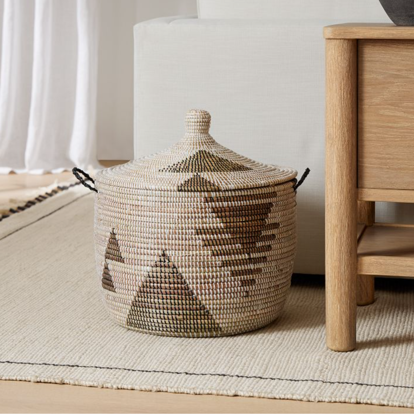 Storage Basket Graphic Print Black and White - Large - colletteconsignment.com