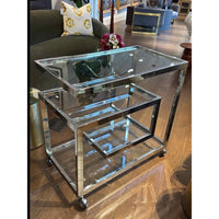 1970s Milo Baughman Attrib. Chrome & Glass Bar Cart