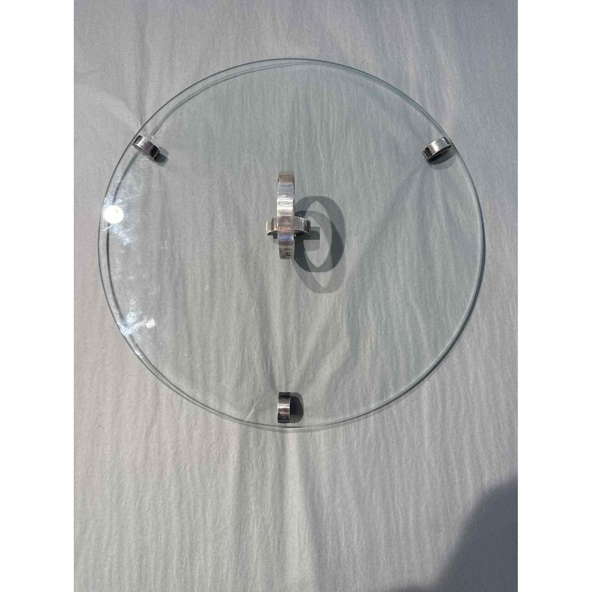 Ercuis France Glass Cheese Platter w/ Silverplate Handle & Accents - colletteconsignment.com