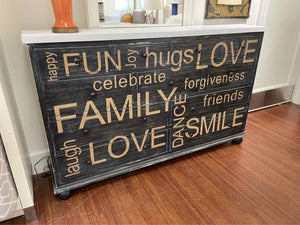 Happy Thoughts Gray Wood Sideboard