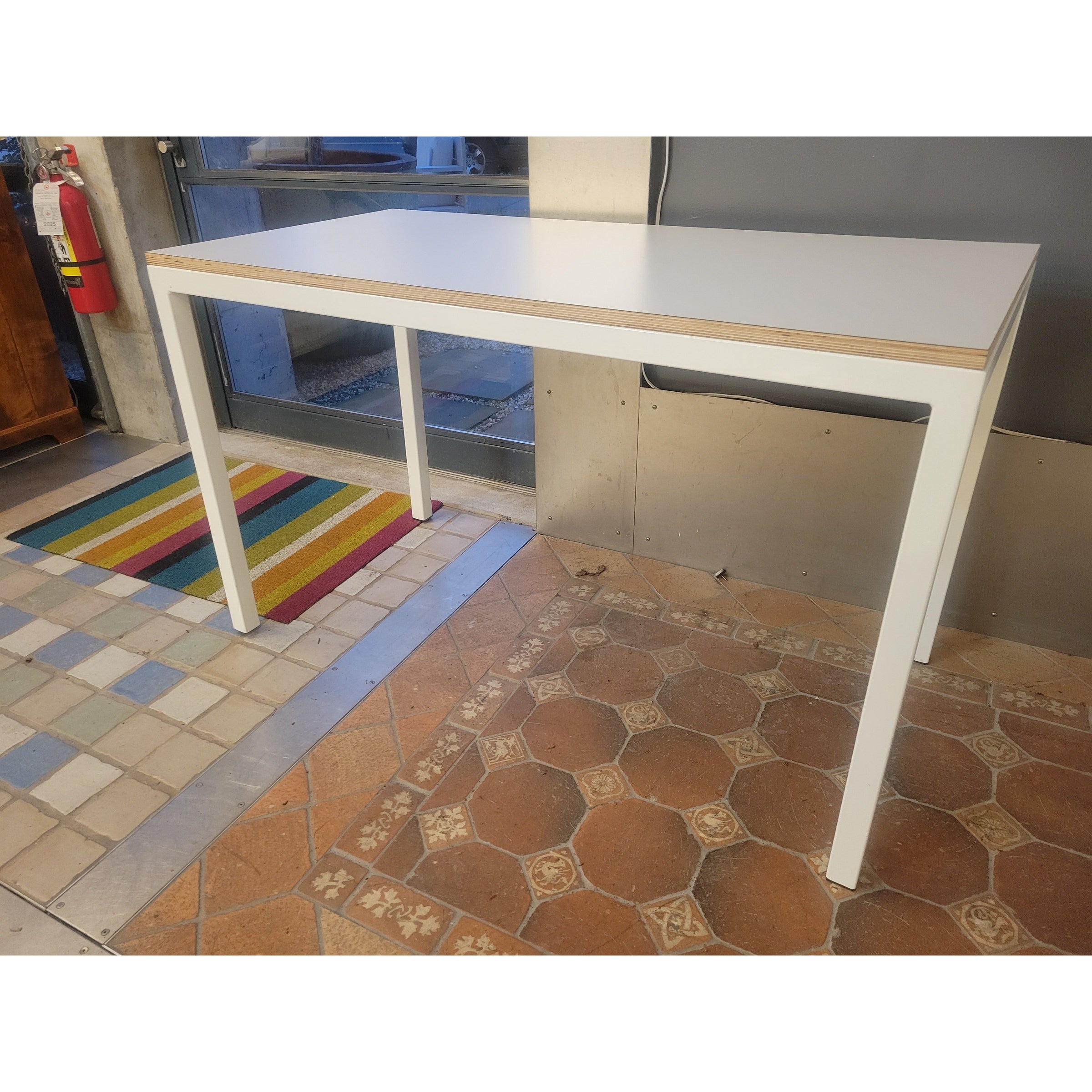 White Metal Parsons Desk w/ Wood Top by R&B