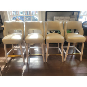 SET of 4 Custom 'Beccacino' Leather Counter Stools by Tailored Home