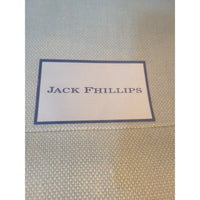 Custom High Back Blue Weave Arm Chair w/ White Wood Frame by Jack Fhillips