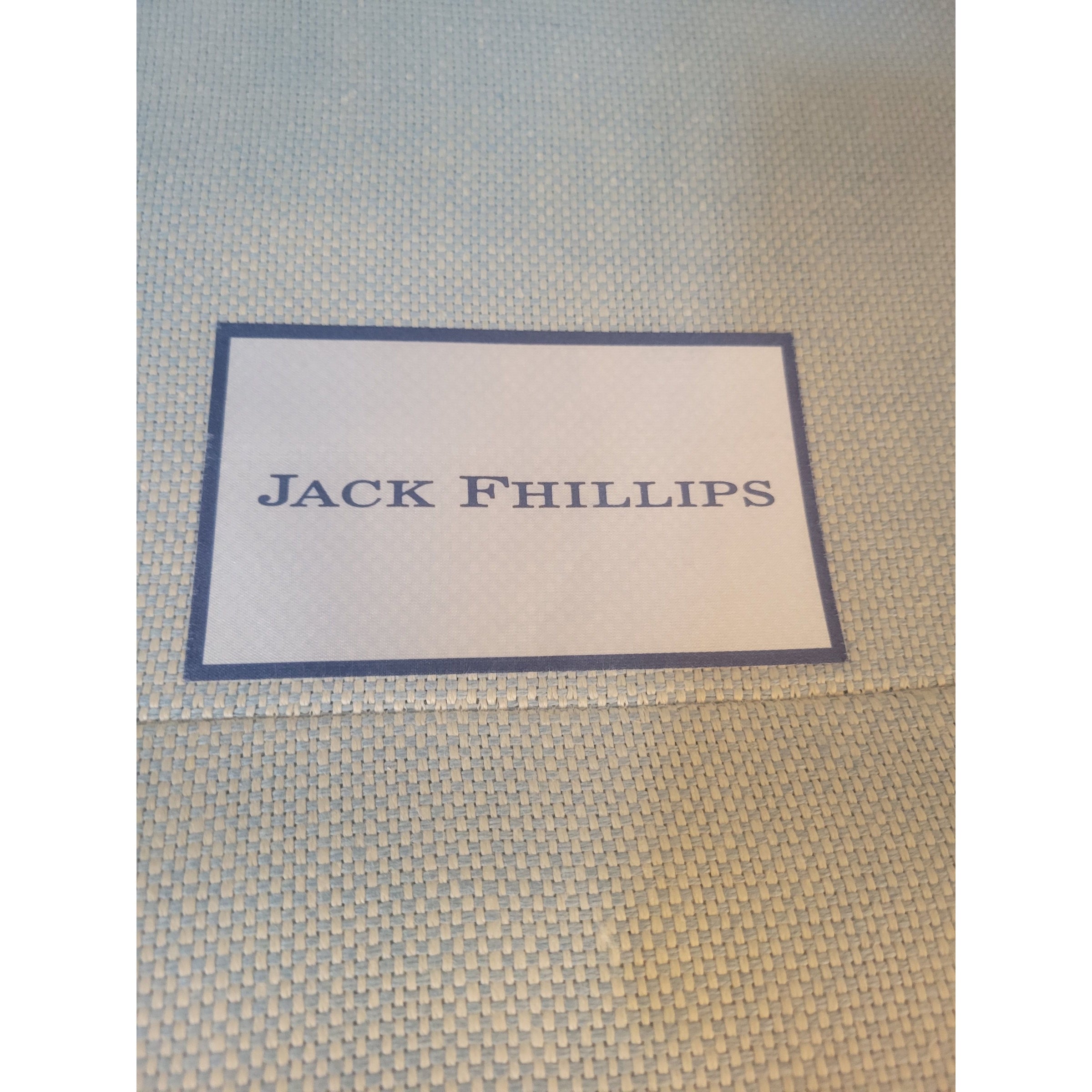 Custom High Back Blue Weave Arm Chair w/ White Wood Frame by Jack Fhillips