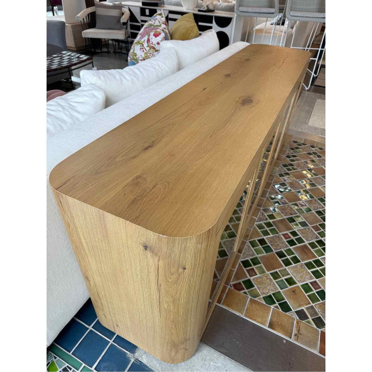 Oslo Glass 4-door Media Console in Aged Natural Oak