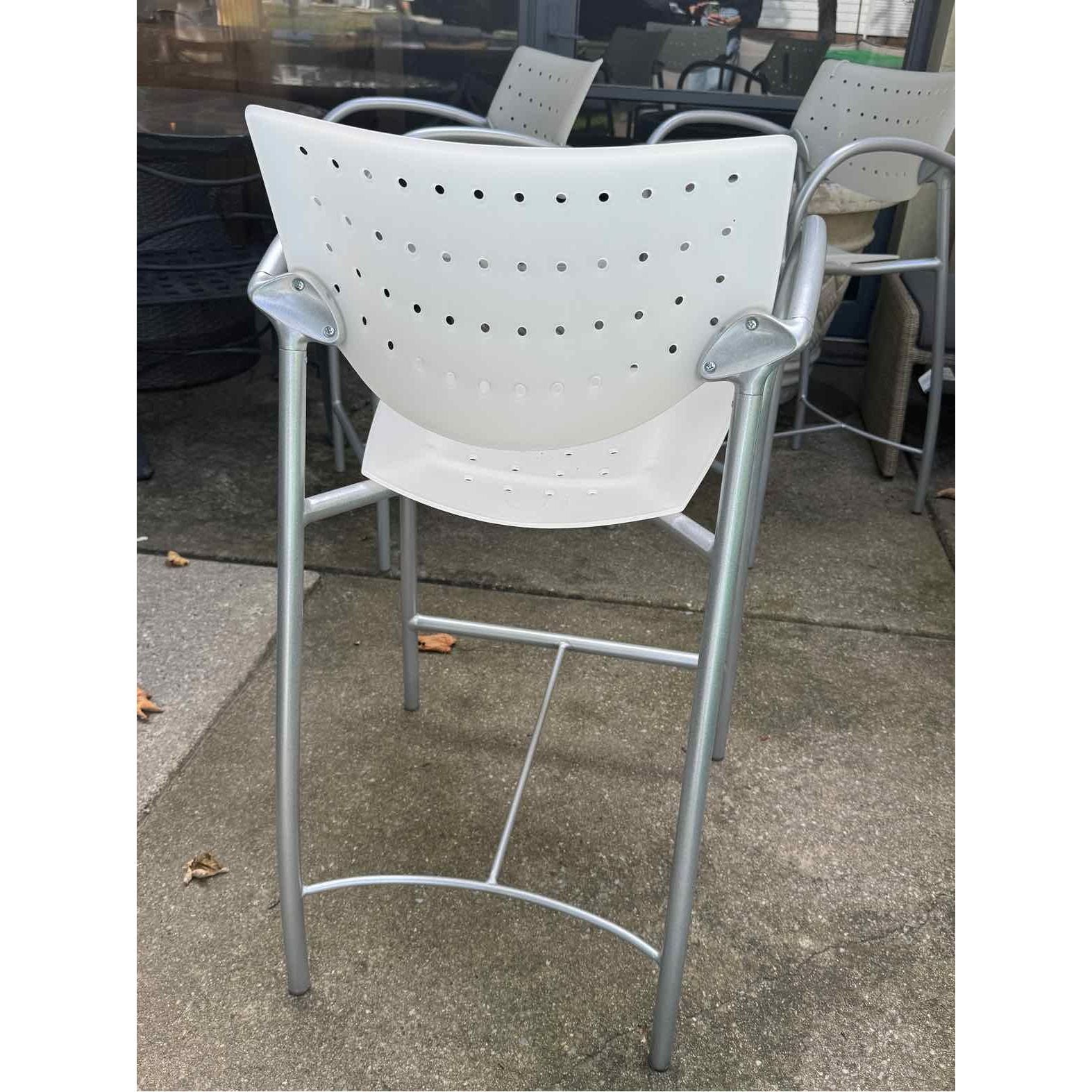 SET of 3 'Also' White Polymer Bar Stools by Keilhauer