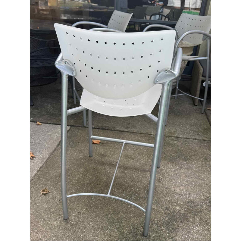 SET of 3 'Also' White Polymer Bar Stools by Keilhauer