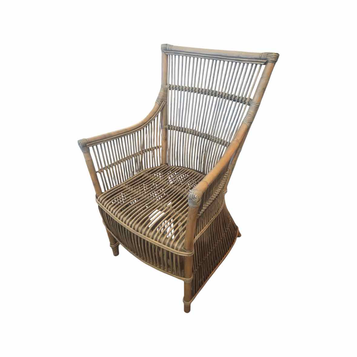 PAIR of Antique Rattan Arm Chairs - 23"L x 24"W x 38.5"H