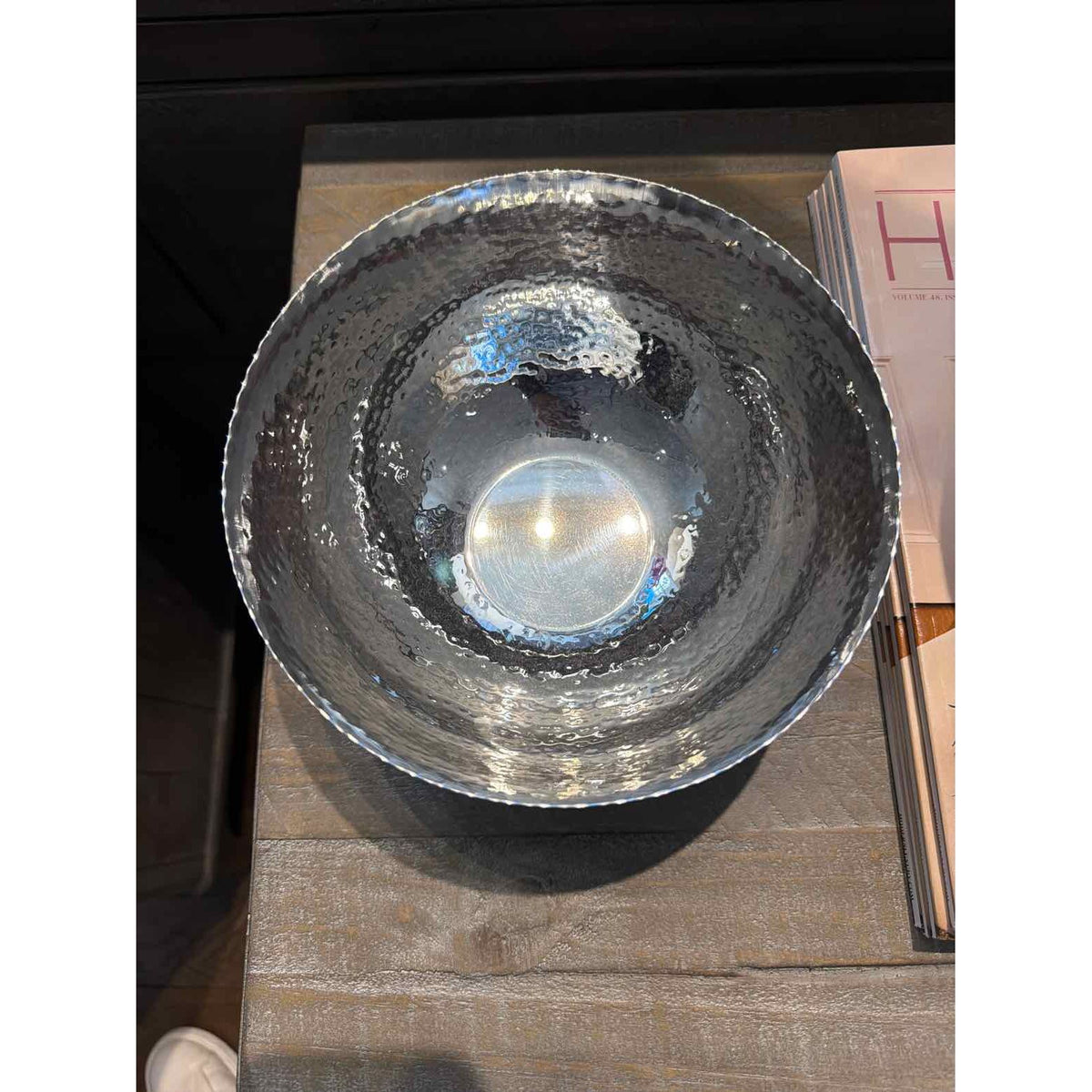 Small Round Hammered Bowl, 8"Dx4"H