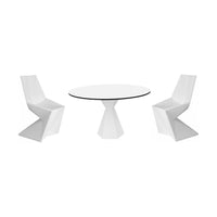 Vertex White Dining Set by Vondom - Includes Round Table & Pair of Chairs