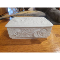 White Porcelain Box w/ Shell Relief by AK