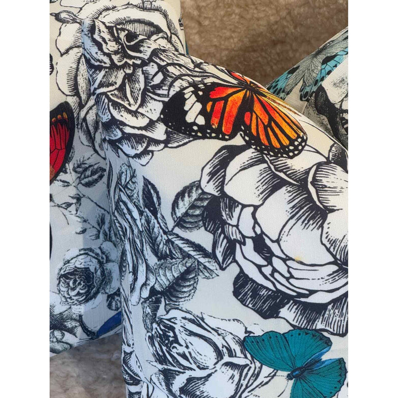 Pair of Butterfly Print Square Pillows