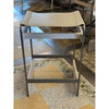PAIR of Short Nickel Stools w/ Leather Seats by Michael Dawkins