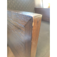 Dark Wood Angular Chair w/ Black Mesh Back - colletteconsignment.com
