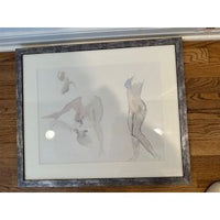 Watercolor Nude Study by Ross Curtis in Gray Frame