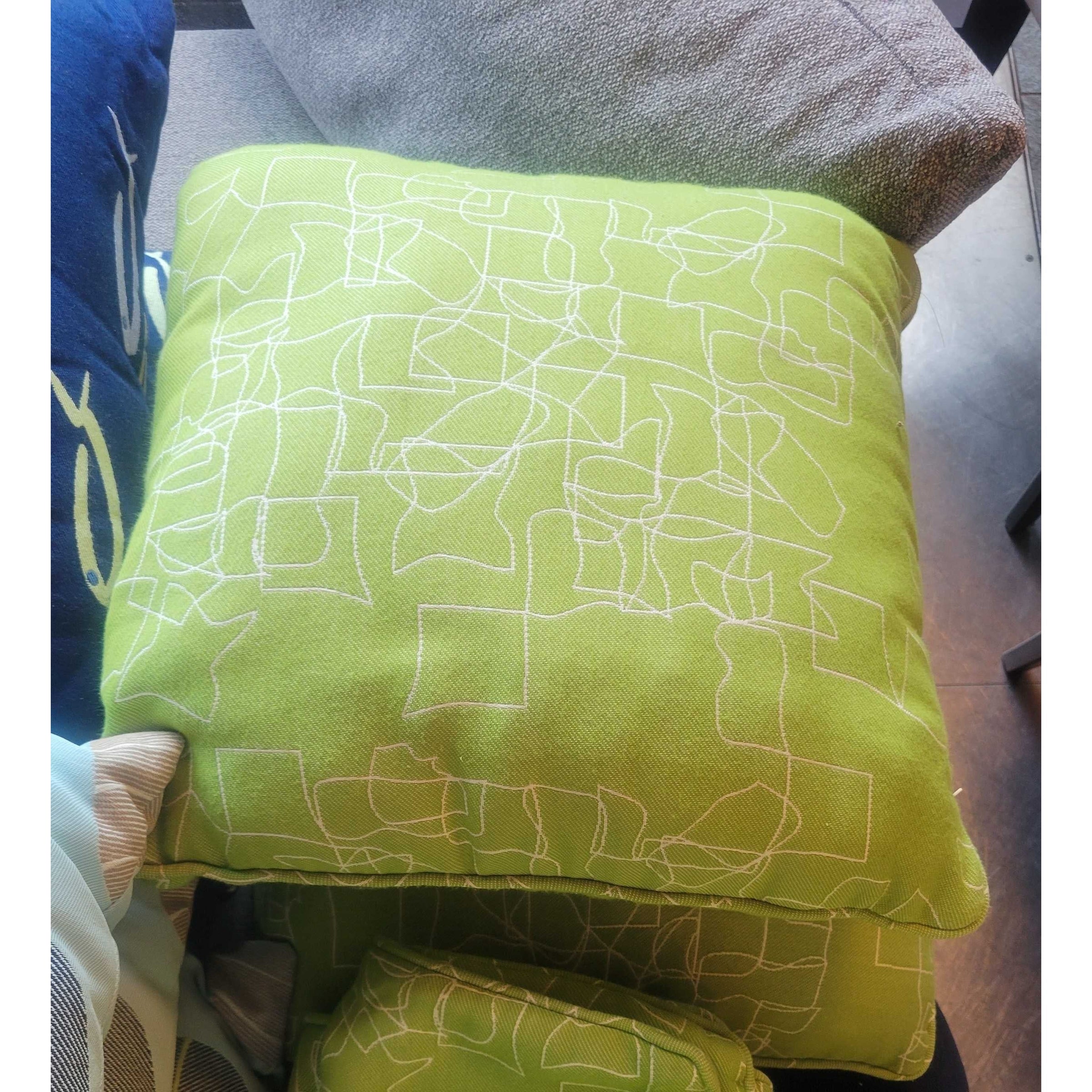 PAIR of Green Scribble Print Outdoor Pillows
