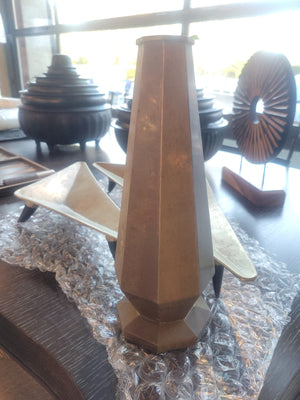 Brushed Metal Geometric Vase