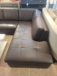 10-ft Tufted Brown Leather L Sectional