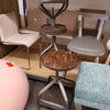 SET of 3 Vintage Round Wood & Iron Stools - AS IS