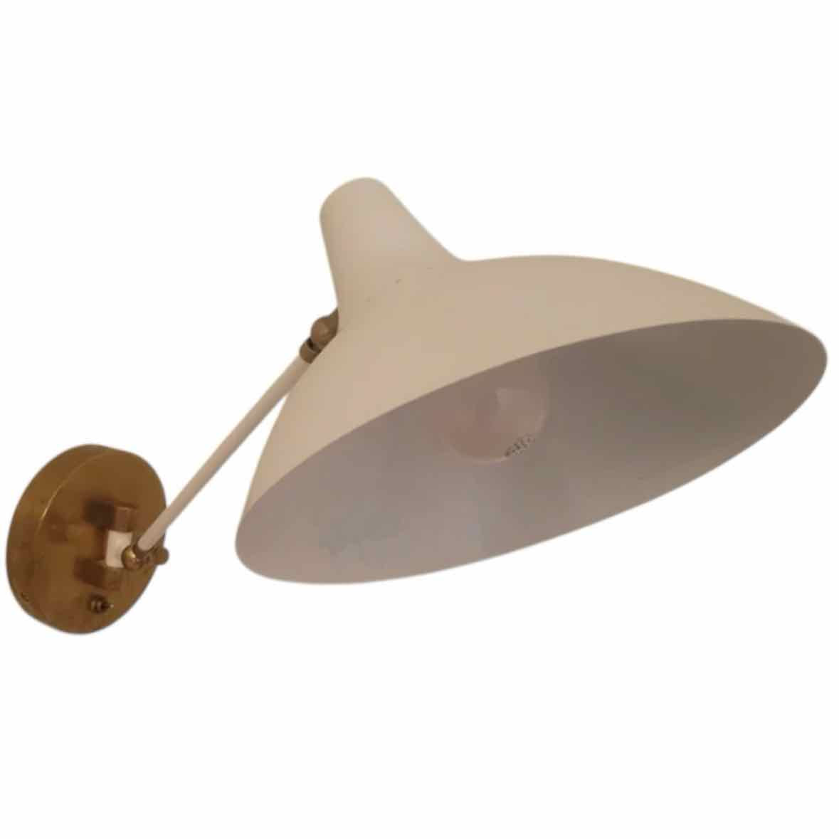 White Metal & Brass Wall Light by Charlton