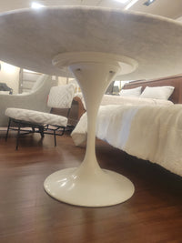 Saarinen Style White Marble Top Dining Table (AS IS)