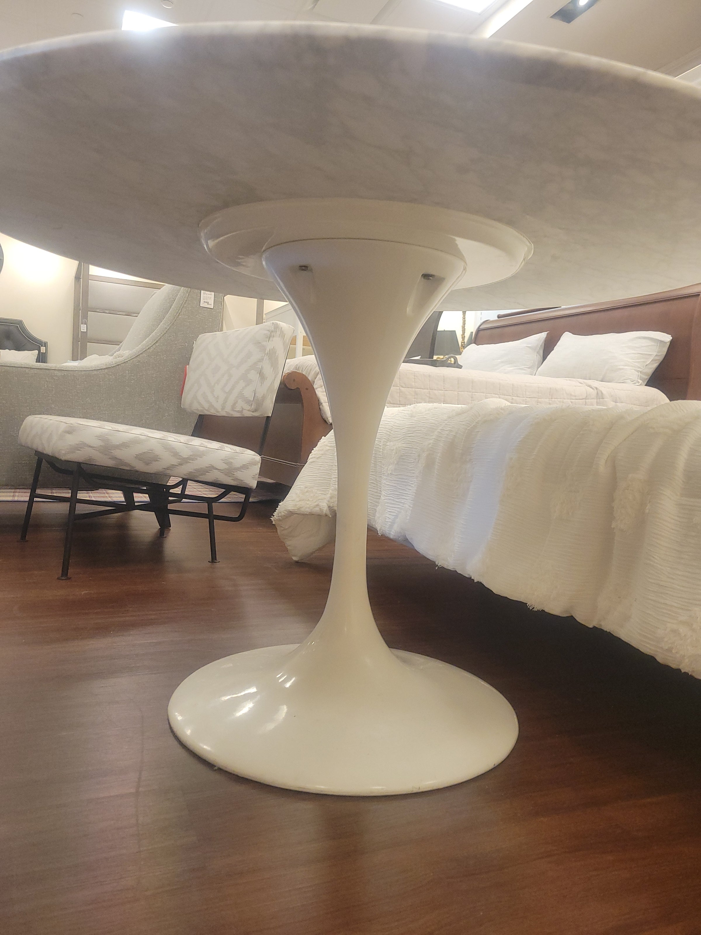 Saarinen Style White Marble Top Dining Table (AS IS)