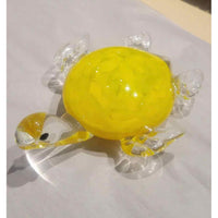 Yellow Glass Turtle Paperweight