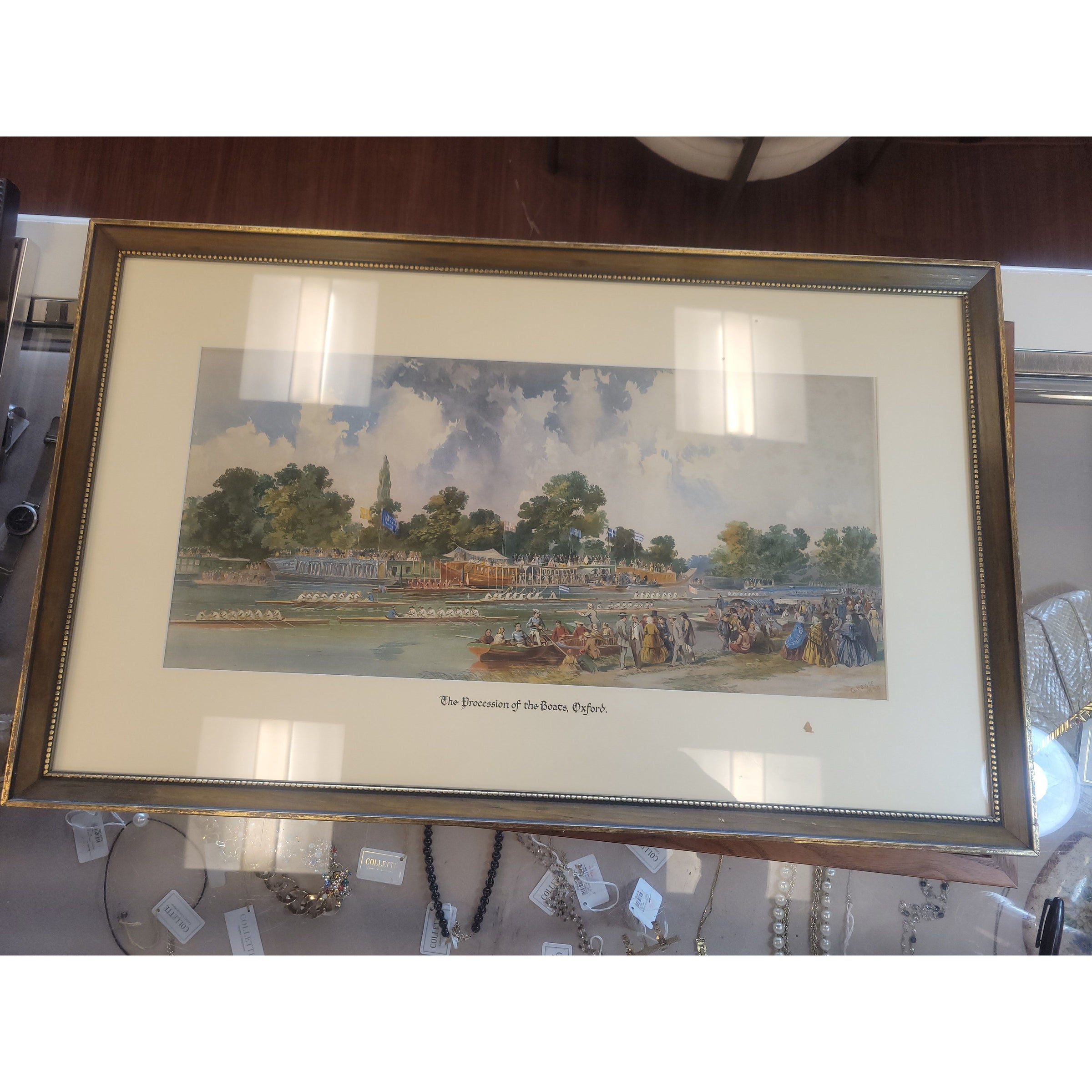 'The Procession of the Boats' 1859 Oxford Rowing Print in Frame