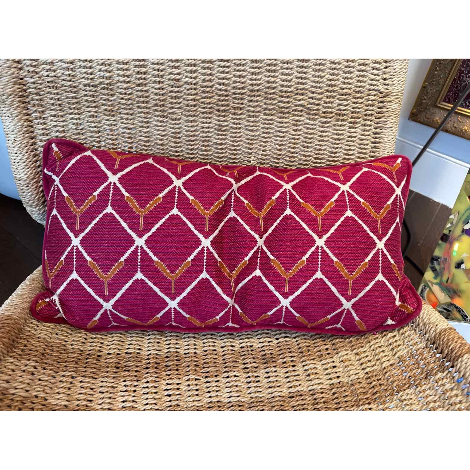 Custom Pink / White / Orange Lumbar Pillow