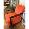 PAIR of Dark Wood & Red Pebbled Leather Club Chairs - AS IS