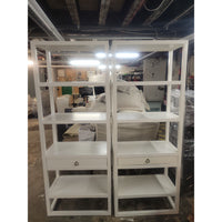 Newport White Lacquer Etagere w/ Brass Ring Drawer Pull by V&H - AS IS - colletteconsignment.com