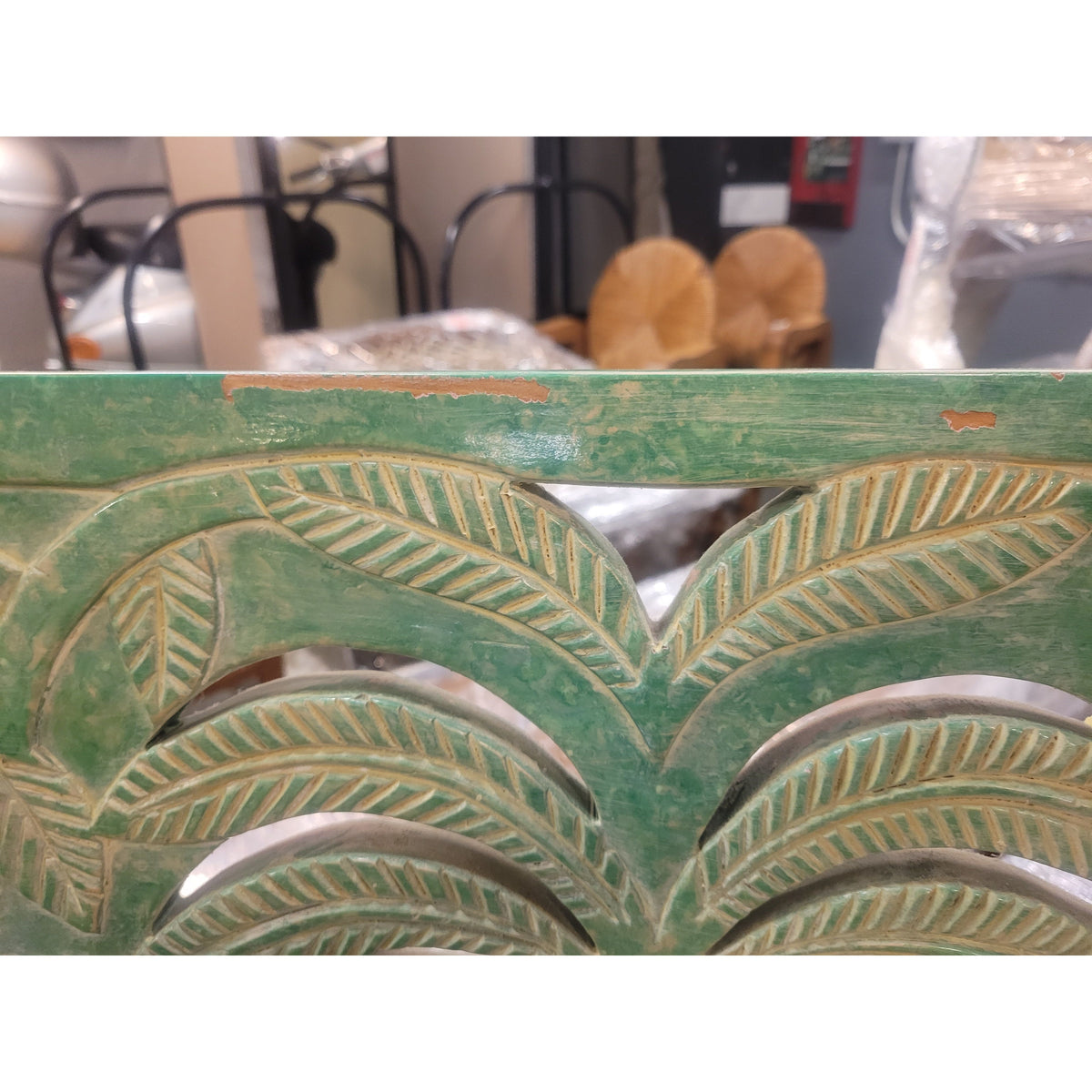 Green Palm Tree Mirror w/ 3 Glass Panes - colletteconsignment.com