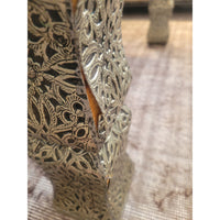 Moroccan Marrakesh Metal Wrapped Coffee Table w/ Glass Top (AS IS)