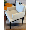 SET of 6 Custom White Embossed Leather Dining Chairs (Inc. 2 Arm Chairs)